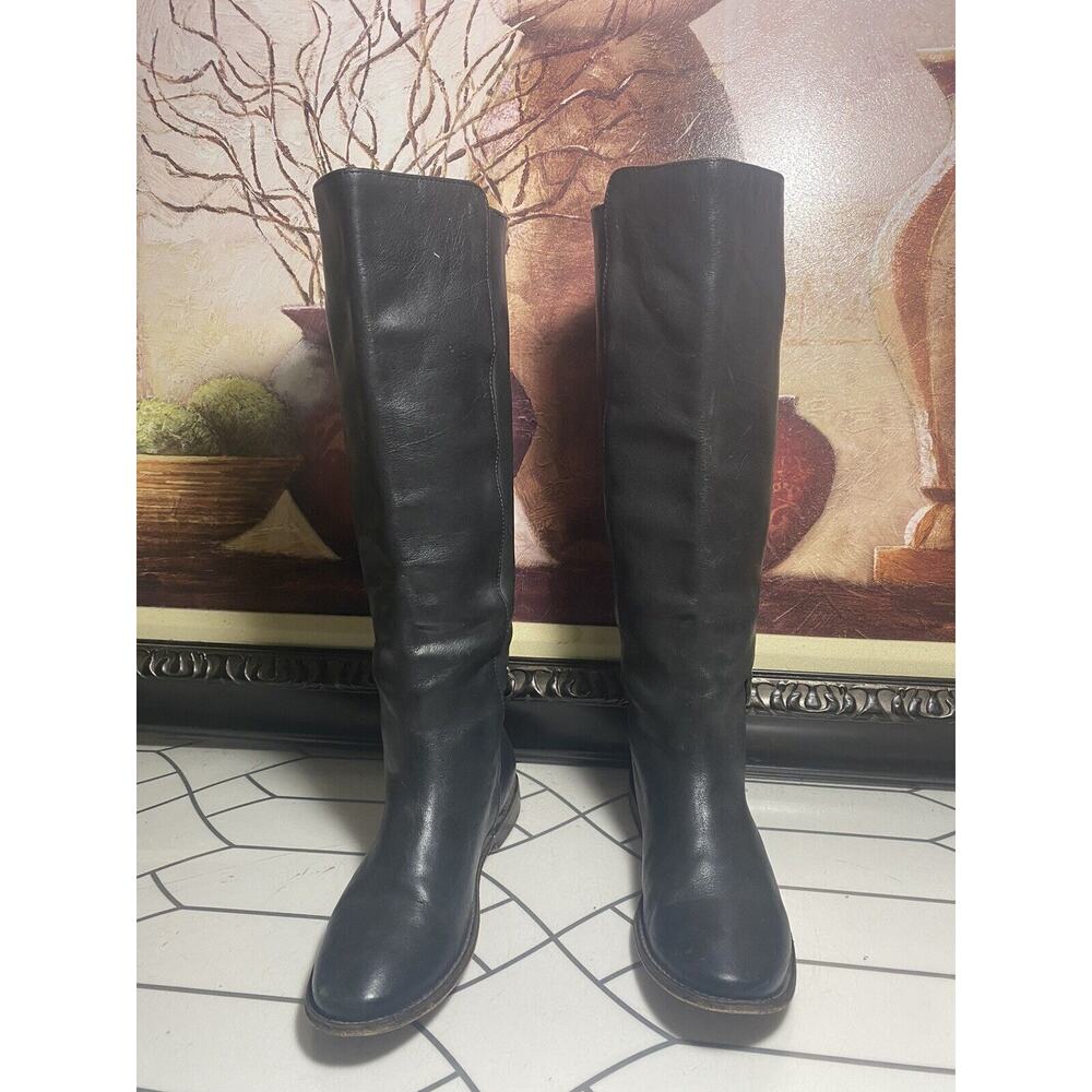 Vintage Frye Paige 77066 Black Leather Buckle Tall Boots - Size 5.5 B
